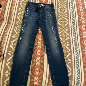 Justice Jeans Blue Paint Splatter